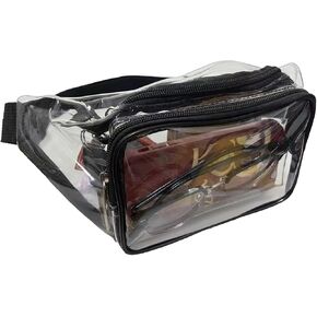 Clear Fanny Pack Stadium Approved, Clear Bag for Stadium Events Crossbody Belt Bag for Women Men Transparent Waist Pack, Black in Saudi Arabia