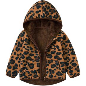 Toddler Fleece Jacket Baby Girls Boys Hooded Zip-up Coat Warm Outerwear with Pocket 1-5 Years in Kuwait