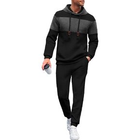UOUA Mens Tracksuit 2 Piece Hoodie & Sweatpants Set Waffle Jacquard Sweatsuit Outfits Casual Jogging Suits in Saudi Arabia