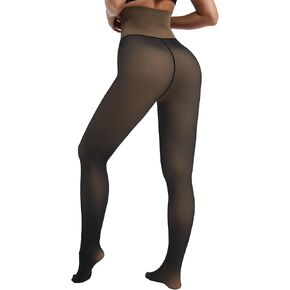 Fleece Lined Tights for Women, Thermal Warm Black Tights,Fleece Lined Pantyhose Sheer Stockings High Waisted for Winter in Saudi Arabia
