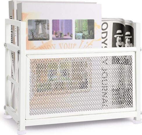 White Magazine Holder, Metal Magazine Rack Floor, Magazine Storage Basket, Mesh Magazine File Holder, Magazine Holders for Shelves，Magazine Stand for Desk, Folder Organizer Bin for Magazines in Saudi Arabia