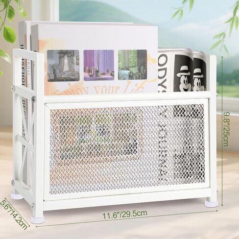 White Magazine Holder, Metal Magazine Rack Floor, Magazine Storage Basket, Mesh Magazine File Holder, Magazine Holders for Shelves，Magazine Stand for Desk, Folder Organizer Bin for Magazines in Saudi Arabia