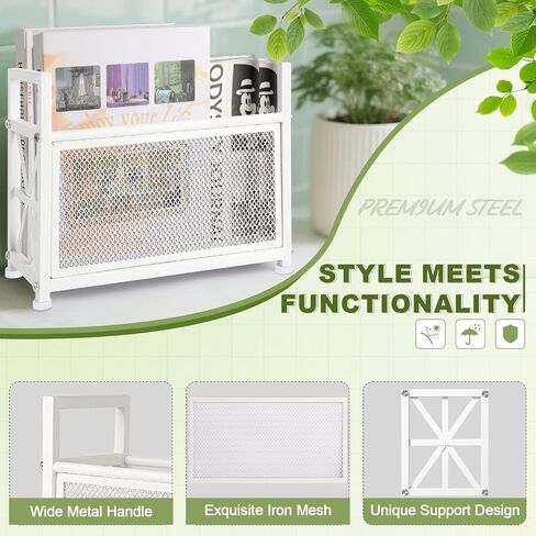 White Magazine Holder, Metal Magazine Rack Floor, Magazine Storage Basket, Mesh Magazine File Holder, Magazine Holders for Shelves，Magazine Stand for Desk, Folder Organizer Bin for Magazines in Saudi Arabia