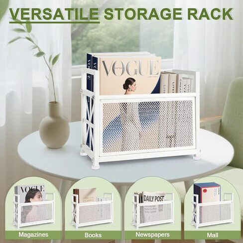 White Magazine Holder, Metal Magazine Rack Floor, Magazine Storage Basket, Mesh Magazine File Holder, Magazine Holders for Shelves，Magazine Stand for Desk, Folder Organizer Bin for Magazines in Saudi Arabia