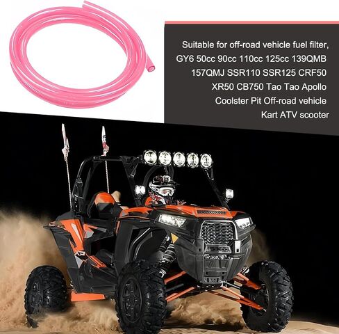 Downhill Motorcycle Fuel Line Hose, Heat-resistant Rubber Fuel Vent Hose Tube, 3M/9.84Ft Soft Petrol Tubing Pipe, Universal for Most Motorcycle, Dit Dirt Bicycle, ATV (Pink) in Saudi Arabia