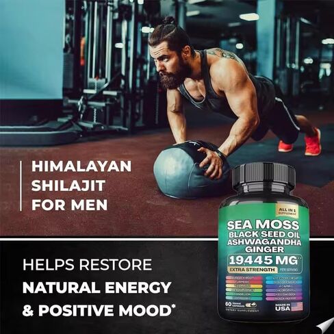 22-in-1 Sea Moss Herbal Complement مع Himalayan Shilajit ، Ashwagandha ، Rhodiola Rosea ، Ginseng ، 19445mg ، Capsules Veggie (60 Capsules ، Sea Moss) in Kuwait