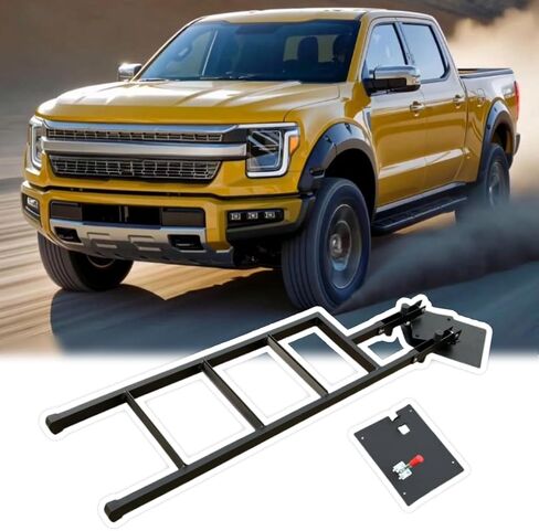 Upgrade Universal Black Roof Ladder Foldable Tailgate Step Fit for Ford F-150 F150 Raptor 2015-2023 2024 Pickup Trucks Heavy Duty Crawl Ladder with Anti-Slip Steps Adjustable for Most Truck Models in Saudi Arabia