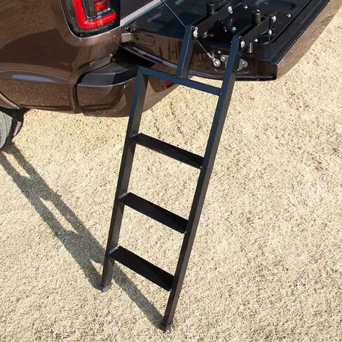 Upgrade Universal Black Roof Ladder Foldable Tailgate Step Fit for Ford F-150 F150 Raptor 2015-2023 2024 Pickup Trucks Heavy Duty Crawl Ladder with Anti-Slip Steps Adjustable for Most Truck Models in Saudi Arabia