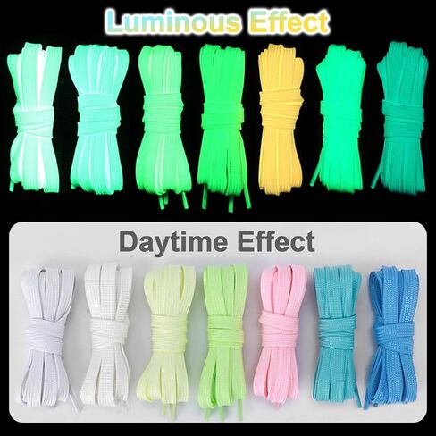 YJRVFINE Flat Luminous Shoe Laces: 2 Pairs Glow in the Dark Shoelaces for Sneakers in Saudi Arabia