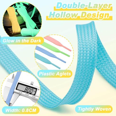 YJRVFINE Flat Luminous Shoe Laces: 2 Pairs Glow in the Dark Shoelaces for Sneakers in Saudi Arabia