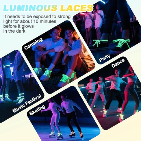YJRVFINE Flat Luminous Shoe Laces: 2 Pairs Glow in the Dark Shoelaces for Sneakers in Saudi Arabia