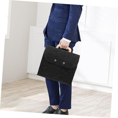 Lurrose Classic Felt Tote Busins ​​Synglish Bag Bag With Wood Confer in Kuwait