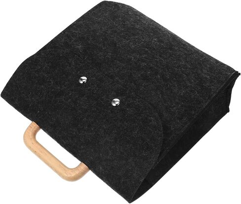 Lurrose Classic Felt Tote Stylish Business Bag with Wood Handle Large Capacity File Holder Grey in Saudi Arabia