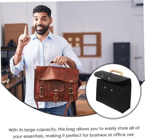 Lurrose Classic Felt Tote Busins ​​Synglish Bag Bag With Wood Confer in Kuwait