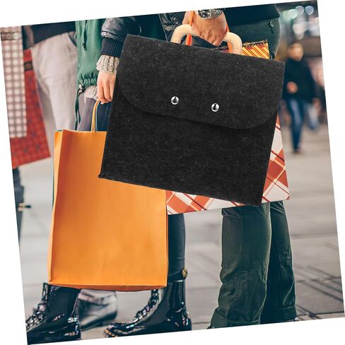 Lurrose Classic Felt Tote Busins ​​Synglish Bag Bag With Wood Confer in Kuwait