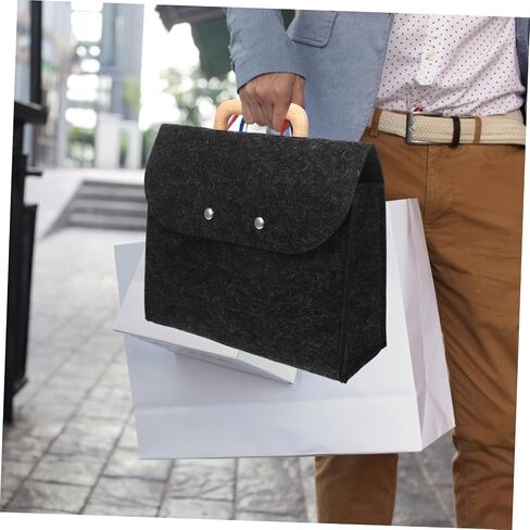 Lurrose Classic Felt Tote Busins ​​Synglish Bag Bag With Wood Confer in Kuwait