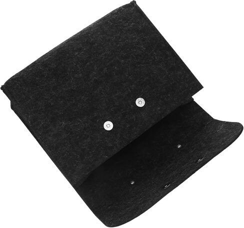 Lurrose Classic Felt Tote Stylish Business Bag with Wood Handle Large Capacity File Holder Grey in Saudi Arabia