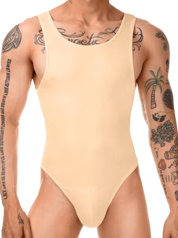 Mens Thong Bodysuit, G-String High Cut Sexy One Piece Lingerie, Semi Sheer Breathable Leotard Underwear in Saudi Arabia