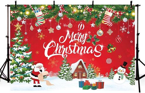 MEHOFOND Merry Christmas Party Backdrop, Gold Snowflakes Christmas Tree Merry Xmas Photo Photography Background Boho Merry Christmas Party Banner 5.9x3.6ft in Saudi Arabia