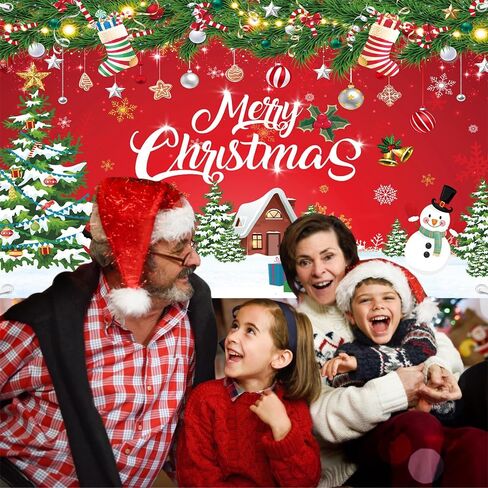 MEHOFOND Merry Christmas Party Backdrop, Gold Snowflakes Christmas Tree Merry Xmas Photo Photography Background Boho Merry Christmas Party Banner 5.9x3.6ft in Saudi Arabia