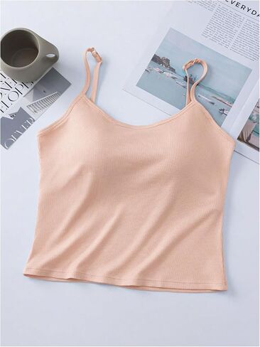 WDIRARA Women's 3 Pack Cami Top Built in Bra Spaghetti Strap Camisole Tops in Saudi Arabia