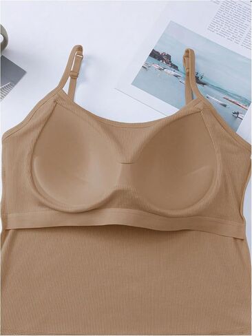 WDIRARA Women's 3 Pack Cami Top Built in Bra Spaghetti Strap Camisole Tops in Saudi Arabia
