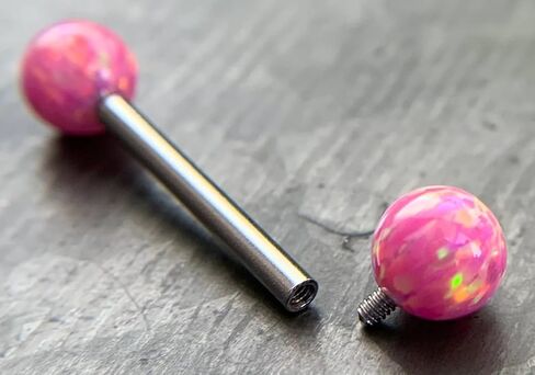 1 Piece of Stunning Internally Threaded 5mm Opal Balls 9/16" Steel Barbell Nipple, Tongue Ring - 14g in Saudi Arabia