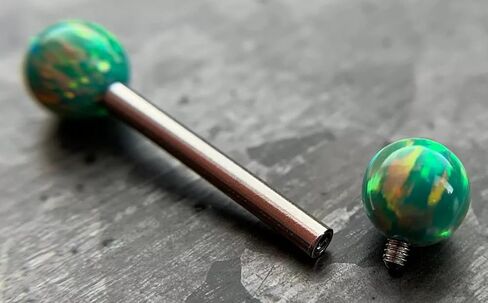 1 Piece of Stunning Internally Threaded 5mm Opal Balls 9/16" Steel Barbell Nipple, Tongue Ring - 14g in Saudi Arabia