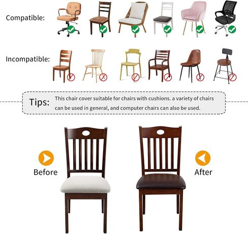 Waterproof Seat Cushion Covers 4 PCS, Stretch Dining Room Chair Covers Washable Kitchen Chair Slipcover Protector Removable (Green) in Kuwait