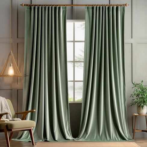 MIULEE Olive Green Velvet Curtains 96 inches 2 Panels - Pinch Pleated Luxury Room Darkening Blackout Window Drapes for Bedroom Living Room Thermal Insulated Super Soft, Back Tab Rod Pocket in Saudi Arabia
