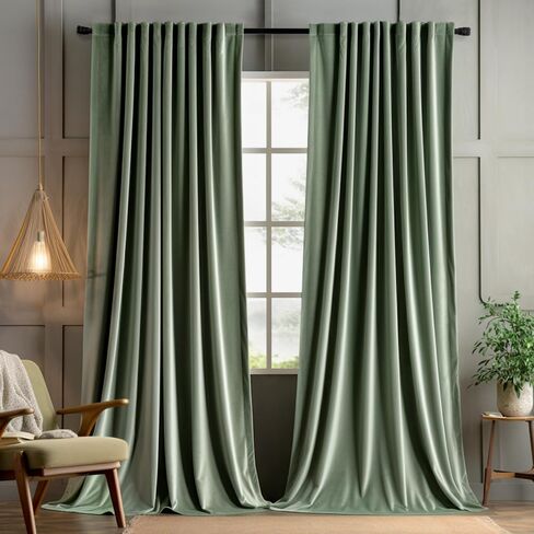 MIULEE Olive Green Velvet Curtains 96 inches 2 Panels - Pinch Pleated Luxury Room Darkening Blackout Window Drapes for Bedroom Living Room Thermal Insulated Super Soft, Back Tab Rod Pocket in Saudi Arabia