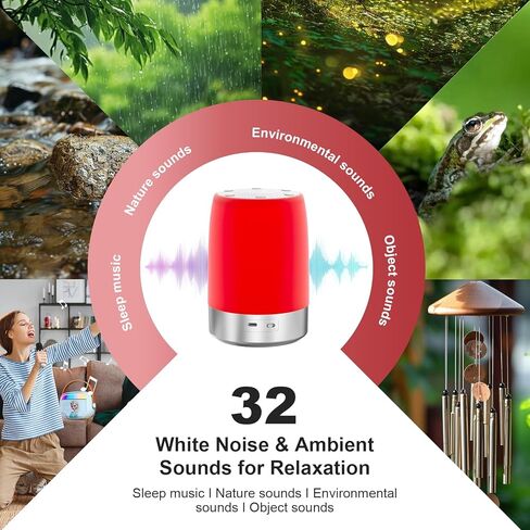Red Light Sleep Sound Machine – Night Light for Bedroom with 5-Level Red Light Therapy (620–690nm), 32 White Noise & Nature Sounds, Smart App Control, Timer & Wake-Up Alarm Clock in Kuwait