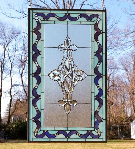 Generic All Clear Beveled Stained Glass Hanging Window Panel 20""x 34.25"", TMI2034-125 in Saudi Arabia