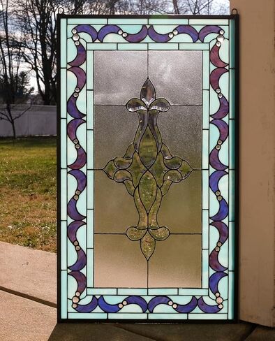 Generic All Clear Beveled Stained Glass Hanging Window Panel 20""x 34.25"", TMI2034-125 in Saudi Arabia