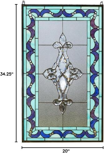 Generic All Clear Beveled Stained Glass Hanging Window Panel 20""x 34.25"", TMI2034-125 in Saudi Arabia