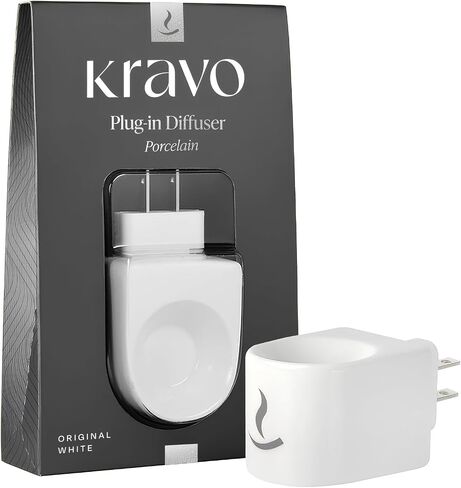 Kravo Essential Oil Porcelain Diffuser – Original White | Electric Plug-in Aroma Diffuser with Adjustable | Fragrance Oil Scent Diffuser for Home, Bedroom, Office in Saudi Arabia