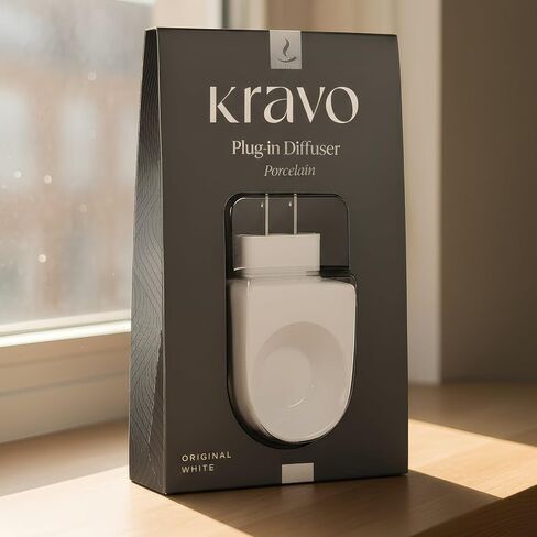 Kravo Essential Oil Porcelain Diffuser – Original White | Electric Plug-in Aroma Diffuser with Adjustable | Fragrance Oil Scent Diffuser for Home, Bedroom, Office in Saudi Arabia