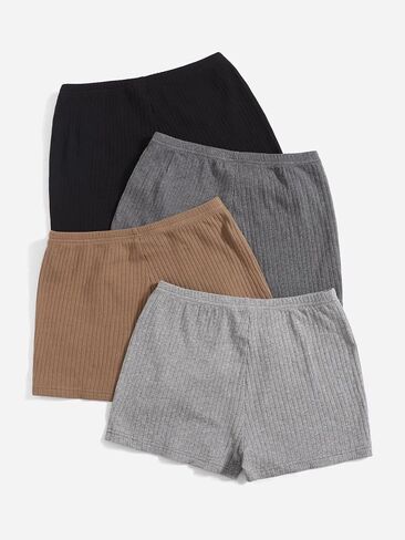 WDIRARA Women's Plus Size 4 Pcs Shorts Ribbed Knit Elastic High Waist Workout Yoga Track Shorts in Saudi Arabia