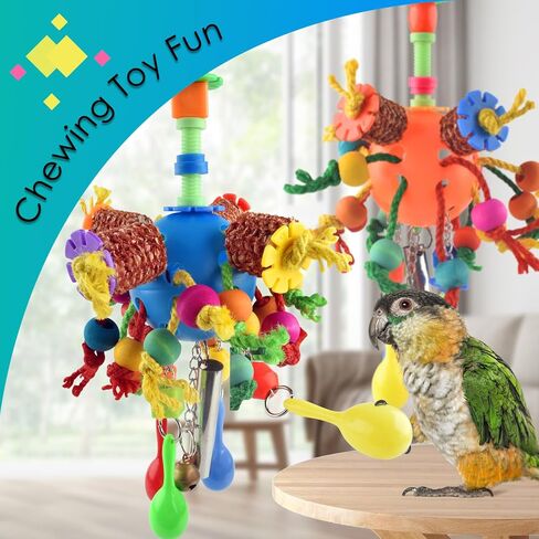KATUMO Bird Toys, Parrot Sand Hammers Bird Rattle Shaker Toys Parakeet Foraging Shredding Hanging Bell Toys Bird Ball Treats for Conure Mini Macaw Cockatiel Lovebird Small Birds in Kuwait