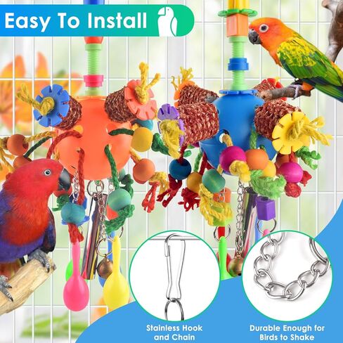 KATUMO Bird Toys, Parrot Sand Hammers Bird Rattle Shaker Toys Parakeet Foraging Shredding Hanging Bell Toys Bird Ball Treats for Conure Mini Macaw Cockatiel Lovebird Small Birds in Kuwait