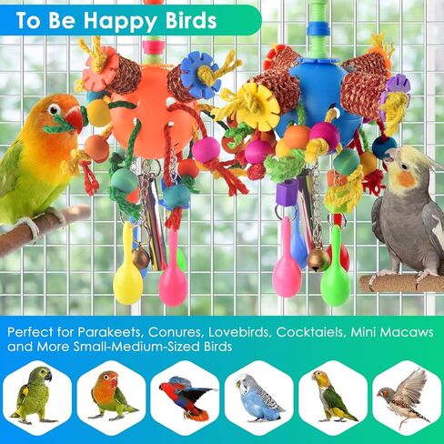 KATUMO Bird Toys, Parrot Sand Hammers Bird Rattle Shaker Toys Parakeet Foraging Shredding Hanging Bell Toys Bird Ball Treats for Conure Mini Macaw Cockatiel Lovebird Small Birds in Kuwait