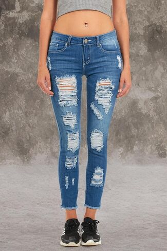 COVER GIRL Women's Ripped Torn Distressed Repaired Patched Slim Fray Skinny in Kuwait