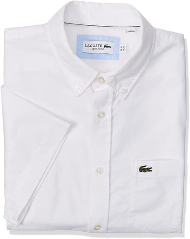 قميص رجالي من Lacoste بأكمام قصيرة وياقة أكسفورد مع أزرار سفلية مقاس عادي in Saudi Arabia