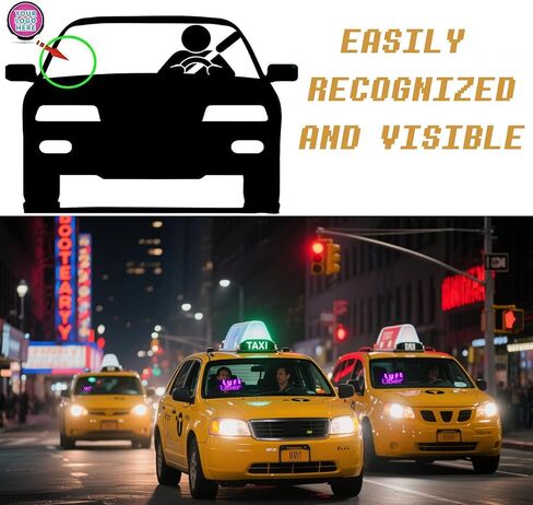 Blue LED Light Sign for Car, Taxi Sign Light Windshield Led Sign Car LED Decal with Suction Cups USB Plug for Cars,SUVs（Green & Pink） in Saudi Arabia