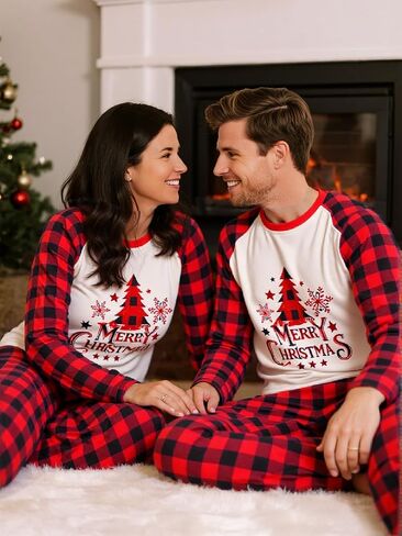 Family Christmas Pajamas Matching Sets Christmas Pjs for Womens Mens Couples Holiday Home Xmas Family Sleepwear Set in Saudi Arabia