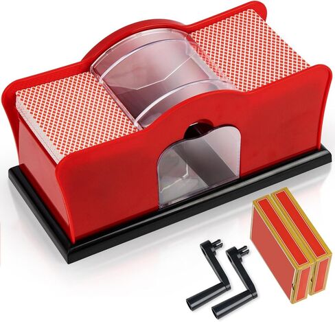 No Jammed Playing Cards Manual Hand Crank Card Shuffler,with 2 Decks of Playing Cards,for Blackjack, Uno, Poker, Omaha; Quiet, Casino Equipment Card Shuffling Machine for Playing Cards in Saudi Arabia