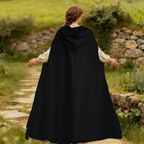 Renaissance Cloak with Hood- Medieval Women Hooded Cape with Arm Holes for Halloween Cosplay in Saudi Arabia