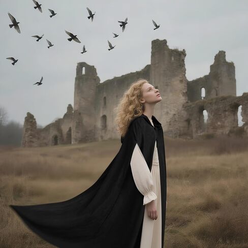 Renaissance Cloak with Hood- Medieval Women Hooded Cape with Arm Holes for Halloween Cosplay in Saudi Arabia