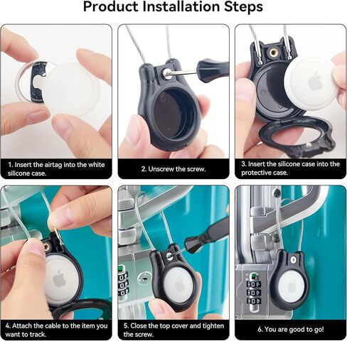 حامل سلسلة مفاتيح AirTag - عبوتان، حافظة قفل مقاومة للماء، متوافقة مع Apple AirTags، حافظة بطاقات Apple فائقة الأمان، للأمتعة، حقيبة ظهر بسلسلة مفاتيح وحلقة مفاتيح والمزيد in Kuwait