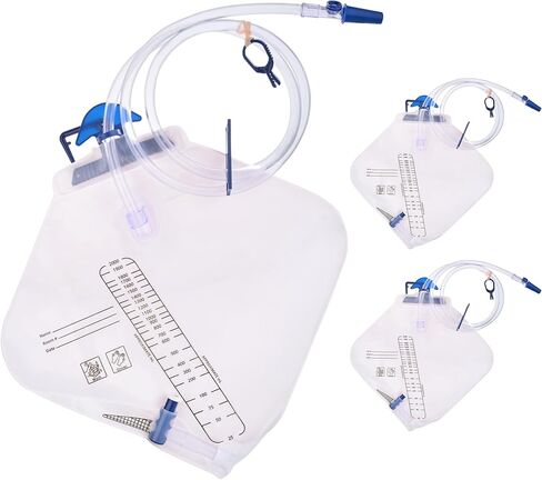 Urinary Drainage Bag 2000ml, Catheter Bags for Men, Large Urine Bags with Anti-Reflux Chamber & 48" Drainage Tube, for Home and Hospitals Use, 3Pack in Kuwait